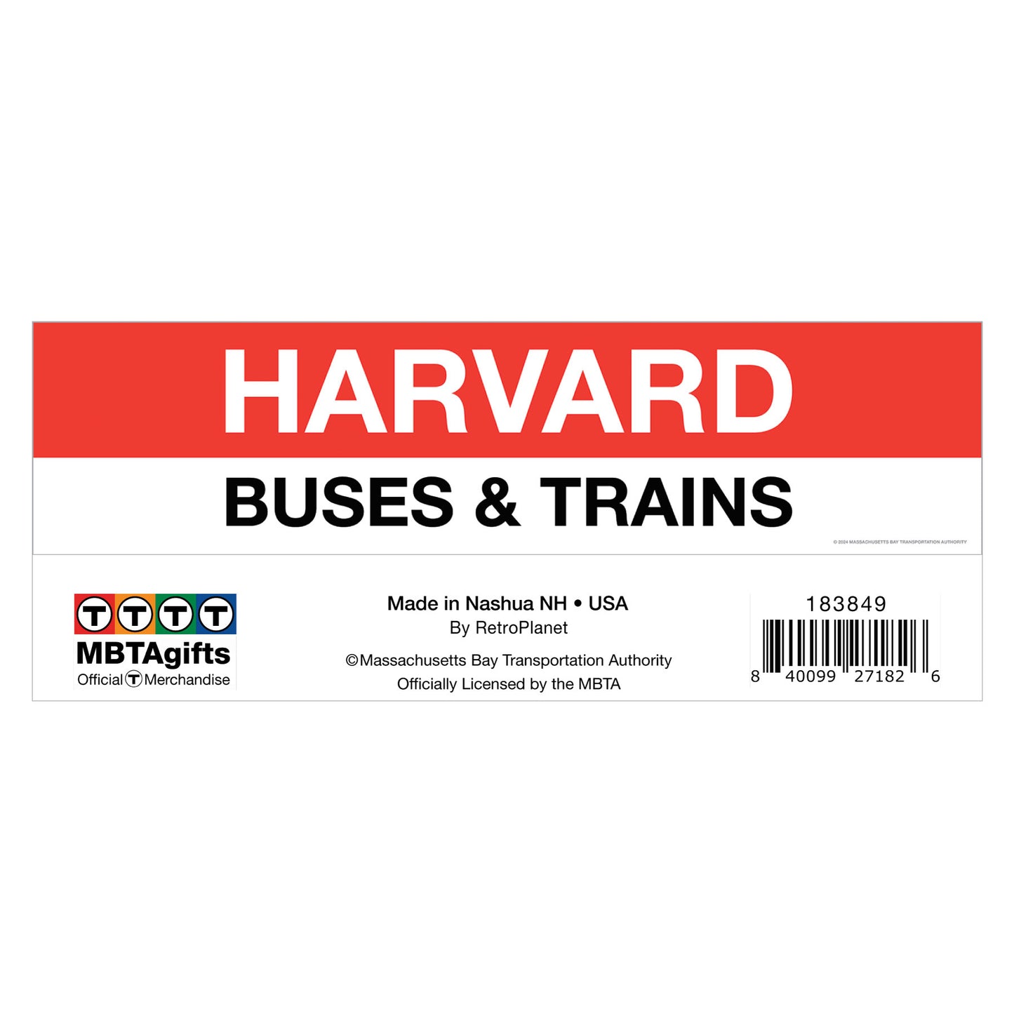 MBTA Harvard Red Line Station Sticker