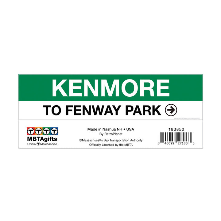 MBTA Kenmore Green Line Station Sticker