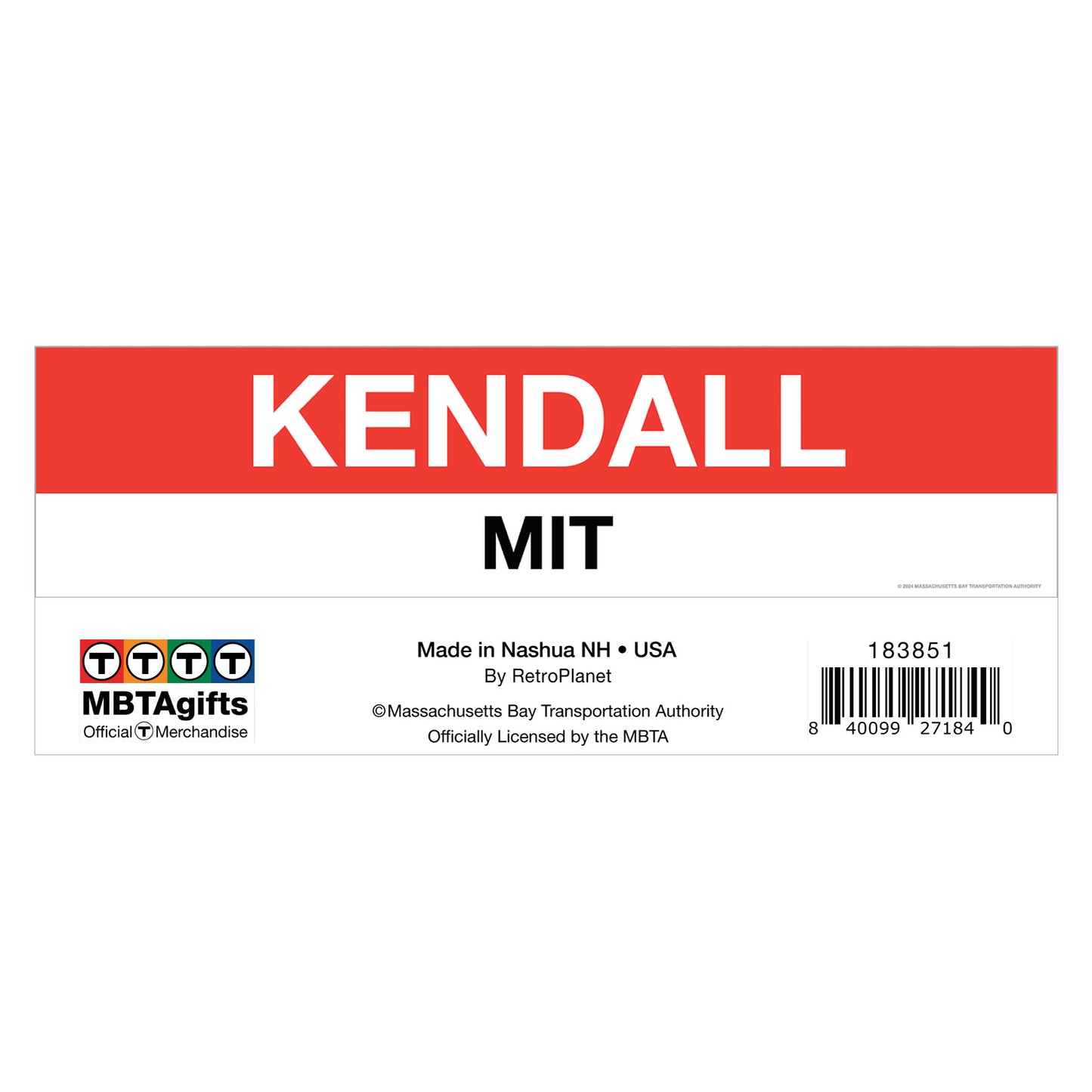 MBTA Kendall/MIT Red Line Station Sticker