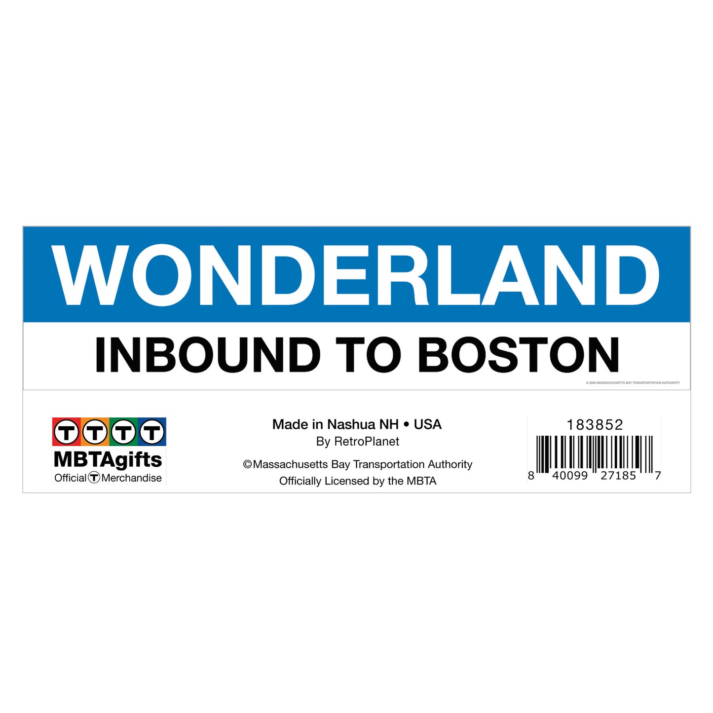 MBTA Wonderland Blue Line Station Sticker