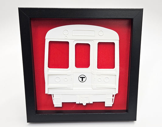 Boston MBTA Red Line Subway Car Framed 3D Paper Art