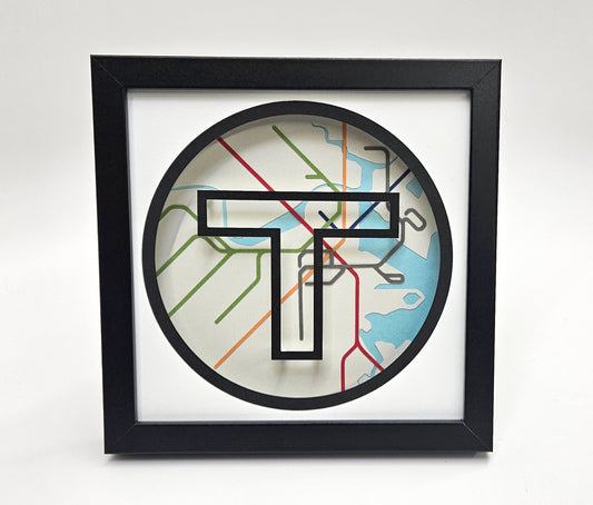 Boston MBTA Map Framed 3D Paper Art