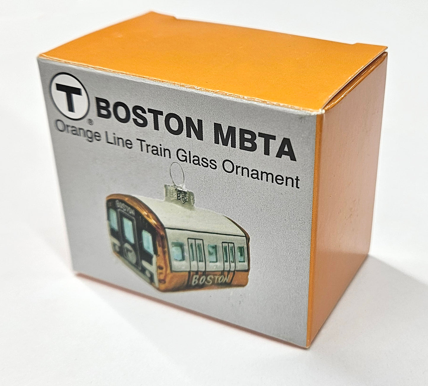 Boston MBTA Orange Line Subway Car Glass Ornament