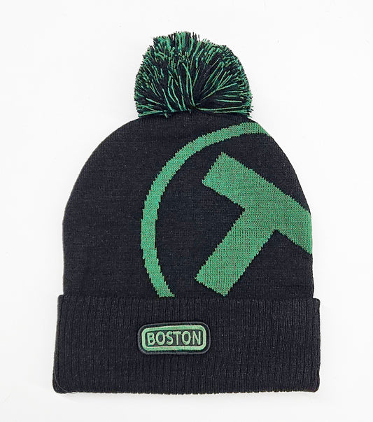 Boston MBTA Green T Logo Pom Pom Hat