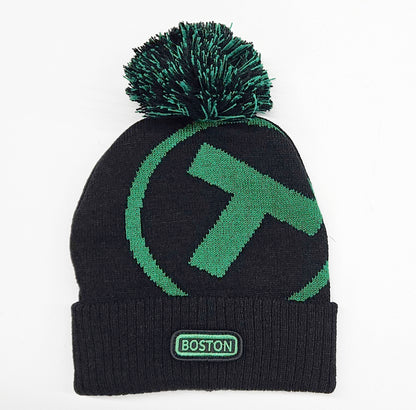 Boston MBTA Green T Logo Pom Pom Hat (Toddler/Youth/Adult)