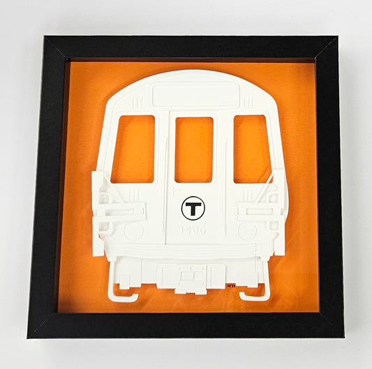 Boston MBTA Orange Line Subway Car Framed 3D Paper Art