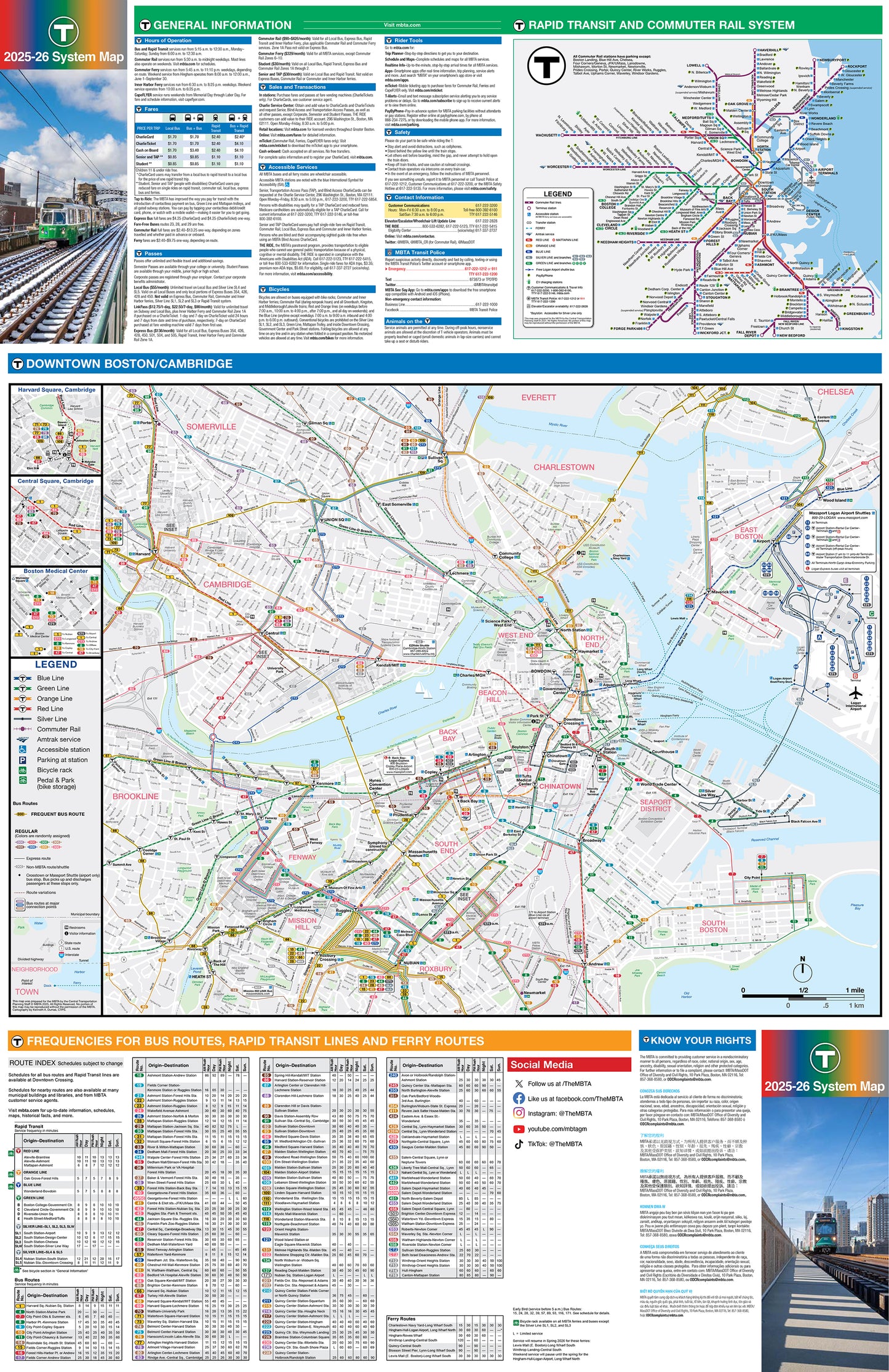 2025 MBTA System Map (Side B)