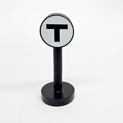 Boston MBTA T Logo Sign Wooden Toy Train Accessory