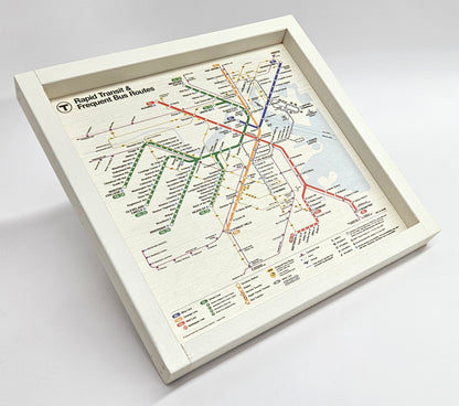 Boston MBTA Map Wood Tray/Wall Art (13"x13")