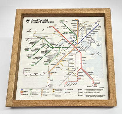 Boston MBTA Map Wood Tray/Wall Art (13"x13")