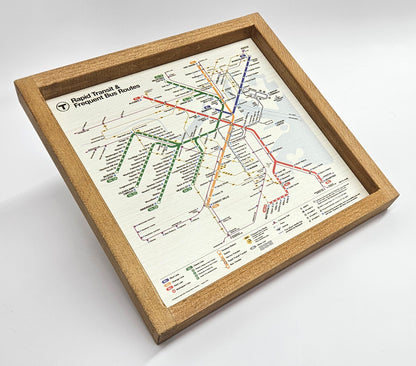 Boston MBTA Map Wood Tray/Wall Art (13"x13")