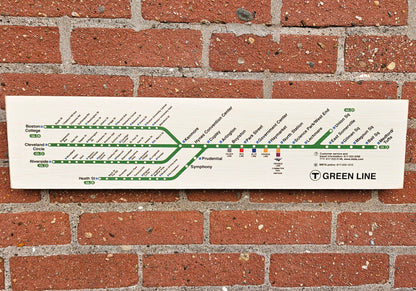 Wood Boston MBTA Replica Green Line Map Wall Art