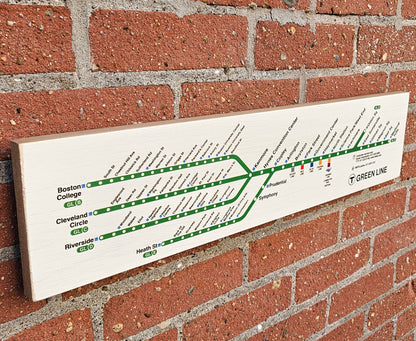 Wood Boston MBTA Replica Green Line Map Wall Art