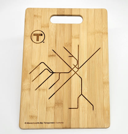 Boston MBTA Map Bamboo Cutting Board (Large)
