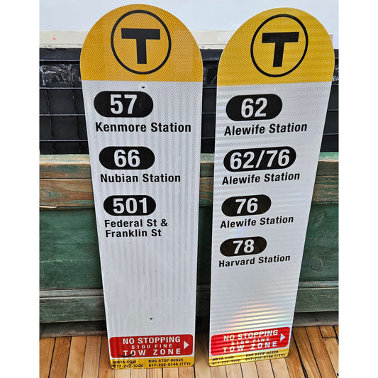 Decommissioned MBTA Bus Stop Signs: 57; 62; 66; 76; 78; 501