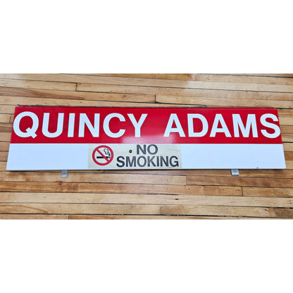Decommissioned MBTA Sign: Quincy Adams Station 64.5"x16.5" Ribbon (No Smoking V1)