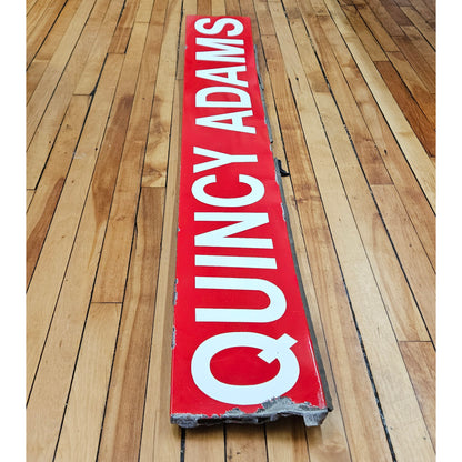 Decommissioned MBTA Sign: Quincy Adams Station 65"x9" Ribbon (Red Only)