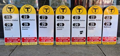 Decommissioned MBTA Bus Stop Signs: 22 Ashmont; 29 Mattapan