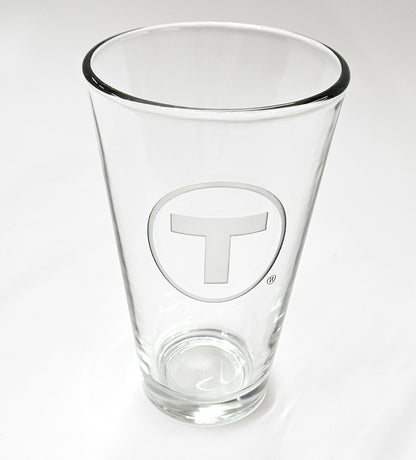 Boston MBTA T Logo Pint Glass