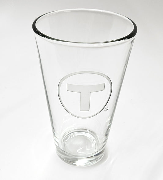 Boston MBTA T Logo Pint Glass