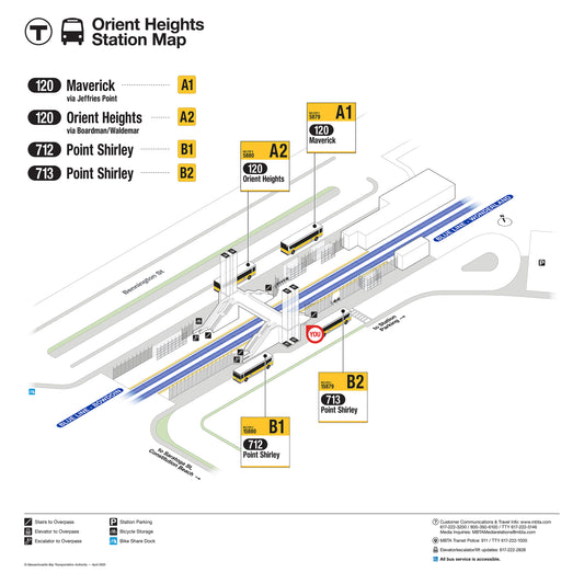 MBTA Orient Heights Station Map (April 2025): Saratoga Street
