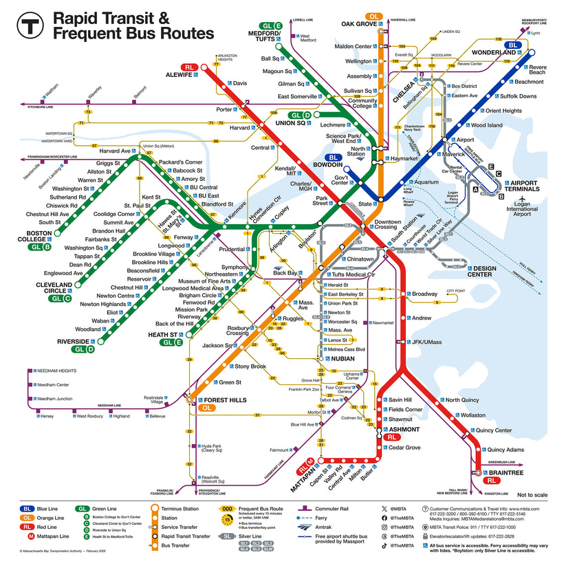 2026 MBTA Rapid Transit & Frequent Bus Routes Map (Feb. 2026) – MBTAgifts