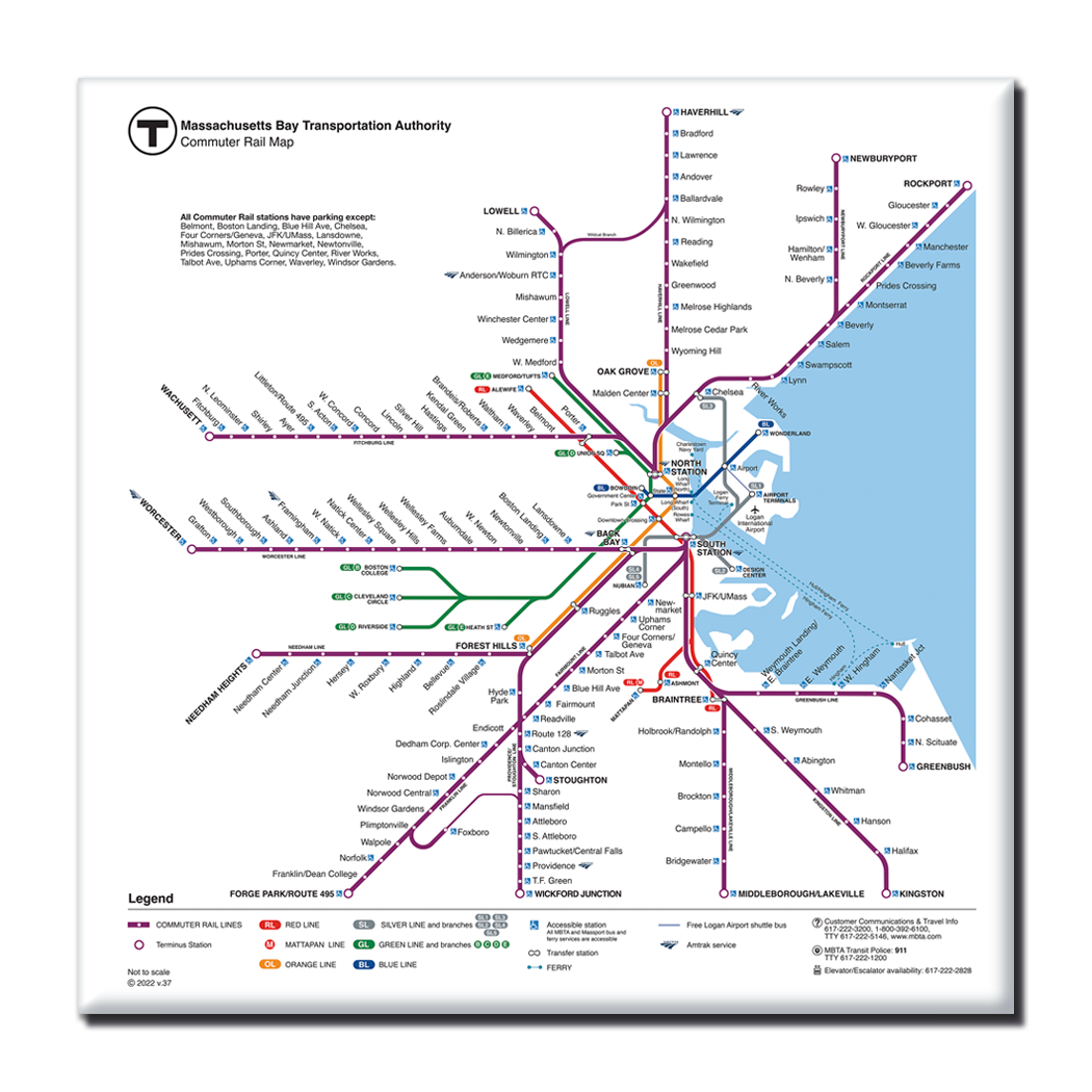 Boston MBTA Commuter Rail Map Magnet