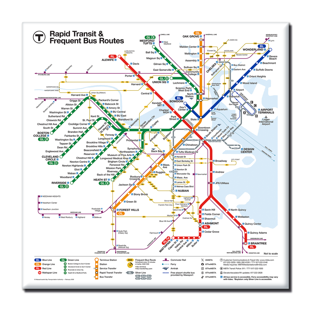 Boston MBTA Map Magnet – MBTAgifts