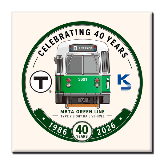 Boston MBTA Green Line Type 7 LRV 1986-2026 40 Years Commemorative Magnet