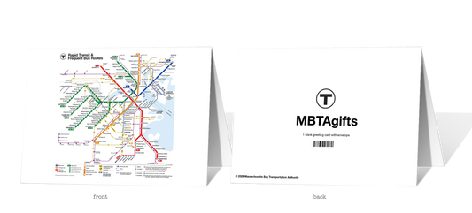 Boston MBTA System Map Greeting Card with Envelope