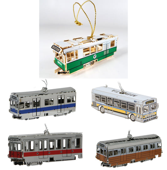 Boston 5 MBTA Vehicle Metal Ornament Bundle