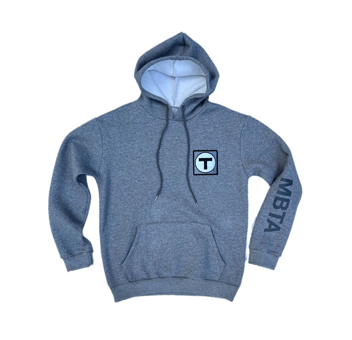 Boston MBTA T Logo Patch Hoodie - Heather Grey (Adult)