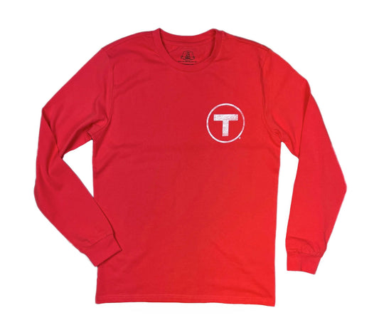 Boston MBTA Red Line Trolley & T Logo Long Sleeve Shirt (TODDLER/YOUTH/ADULT)