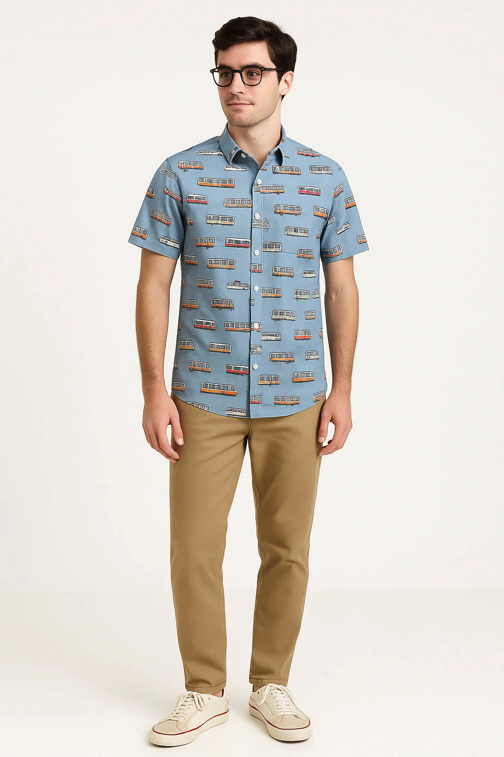 Boston MBTA Vehicle Woven Button-Down Shirt (ADULT)