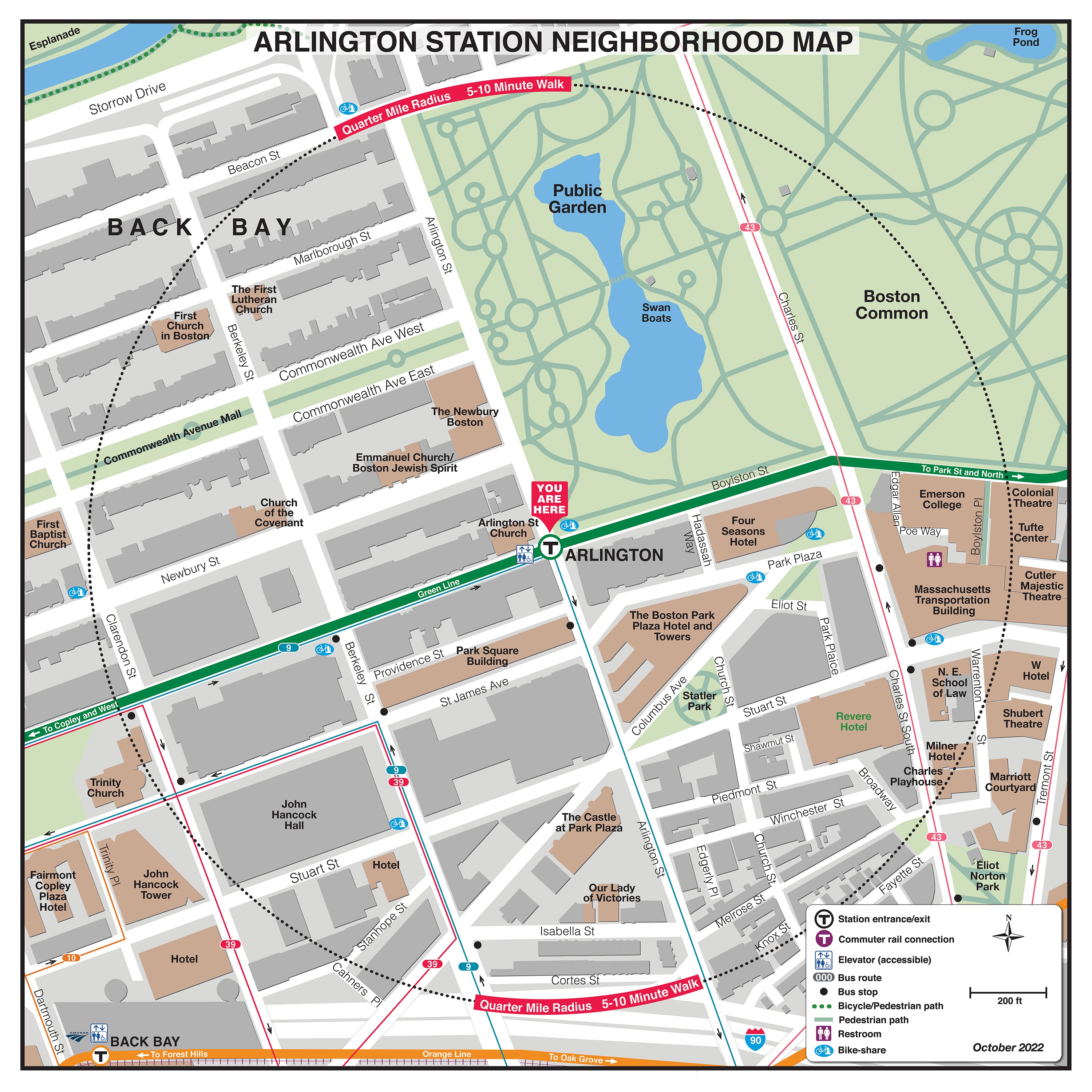 MBTA Arlington Station Neighborhood Map (October 2022) – MBTAgifts