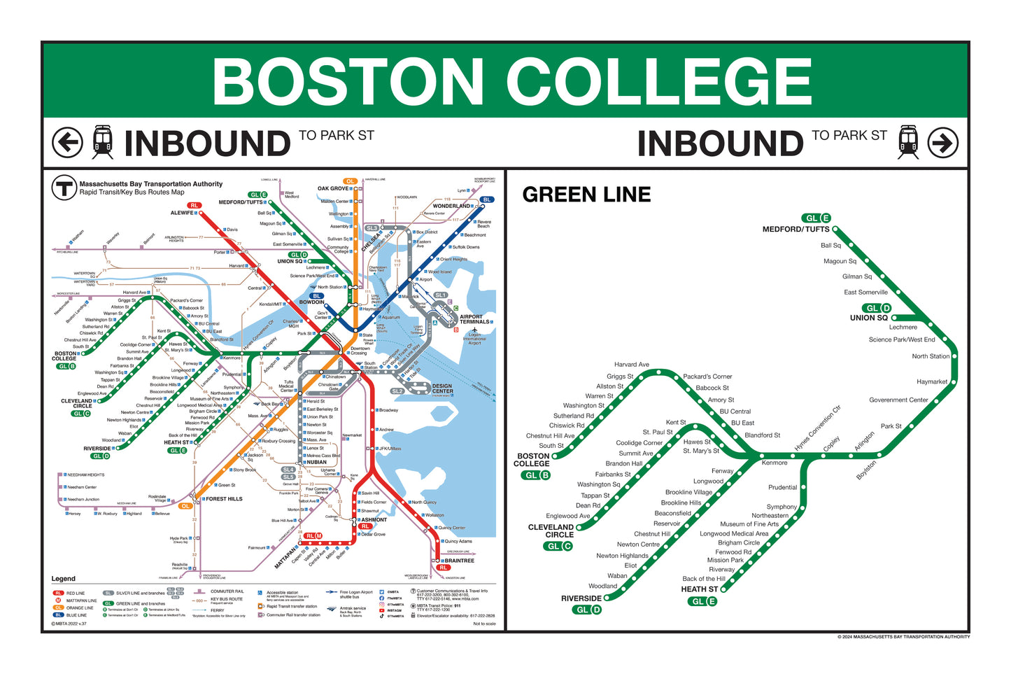 MBTA Green Line Station Panel Prints (18"x24")