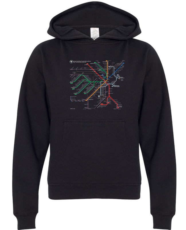 Boston MBTA Map on Black Hoodie (TODDLER/YOUTH) – MBTAgifts