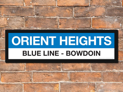 Boston MBTA BLUE LINE Framed Replica Station Signs