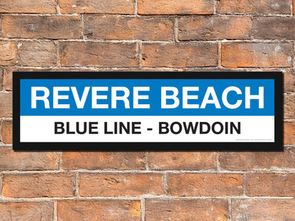 Boston MBTA BLUE LINE Framed Replica Station Signs