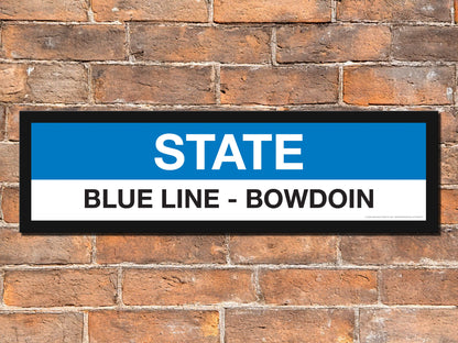 Boston MBTA BLUE LINE Framed Replica Station Signs