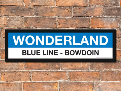 Boston MBTA BLUE LINE Framed Replica Station Signs