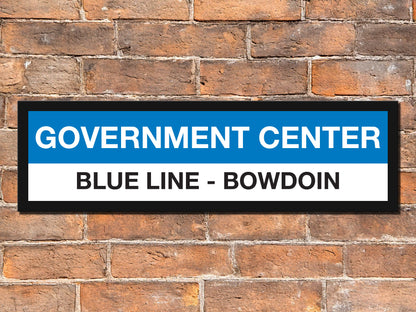 Boston MBTA BLUE LINE Framed Replica Station Signs
