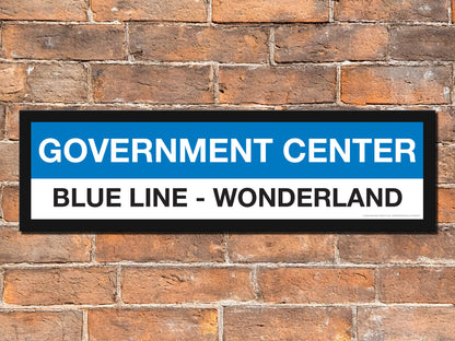 Boston MBTA BLUE LINE Framed Replica Station Signs