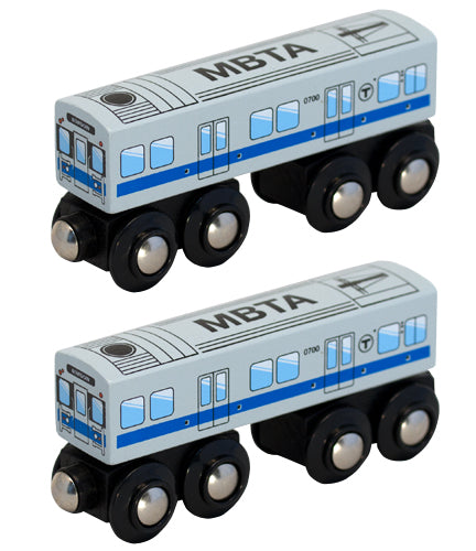 MBTA Blue Line Wooden Toy Train - Two Car Bundle (Save 10%)