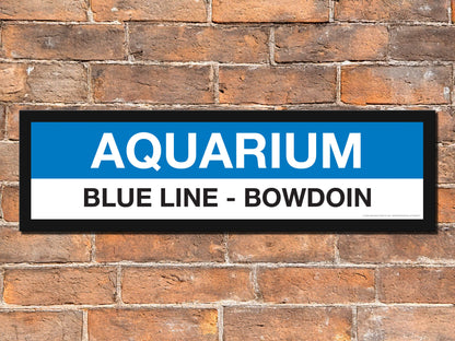 Boston MBTA BLUE LINE Framed Replica Station Signs