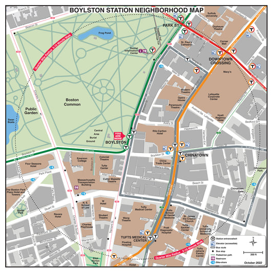 MBTA Boylston Station Neighborhood Map (October 2022)