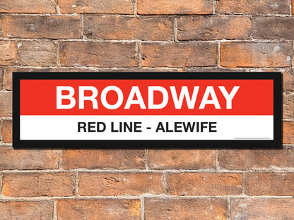 Boston MBTA RED LINE Framed Replica Station Signs