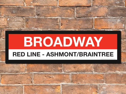 Boston MBTA RED LINE Framed Replica Station Signs