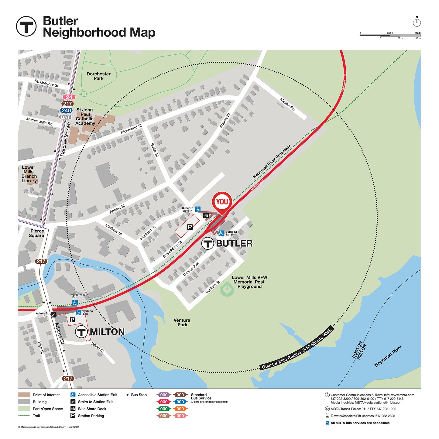 MBTA Butler Station Neighborhood Map (Apr. 2025)