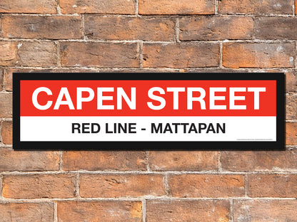 Boston MBTA RED LINE Framed Replica Station Signs